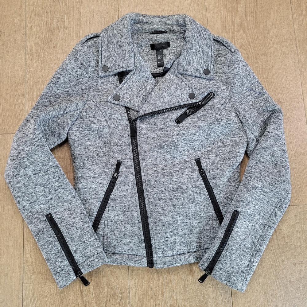 AQUA brand Jacket‎ Zip Up Moto Gray Bloomingdale's XS